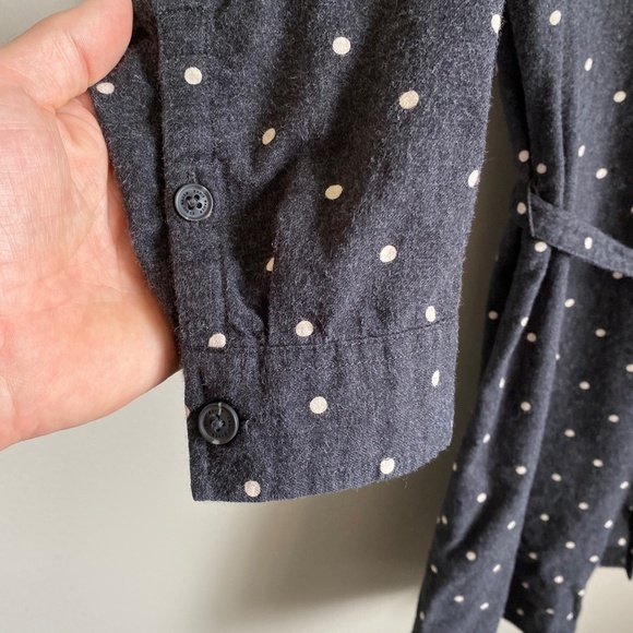Eddie Bauer Women's Charcoal Polka Dot Long Sleeve Polo V-neck Mini Dress Size 6 - Picture 2 of 14